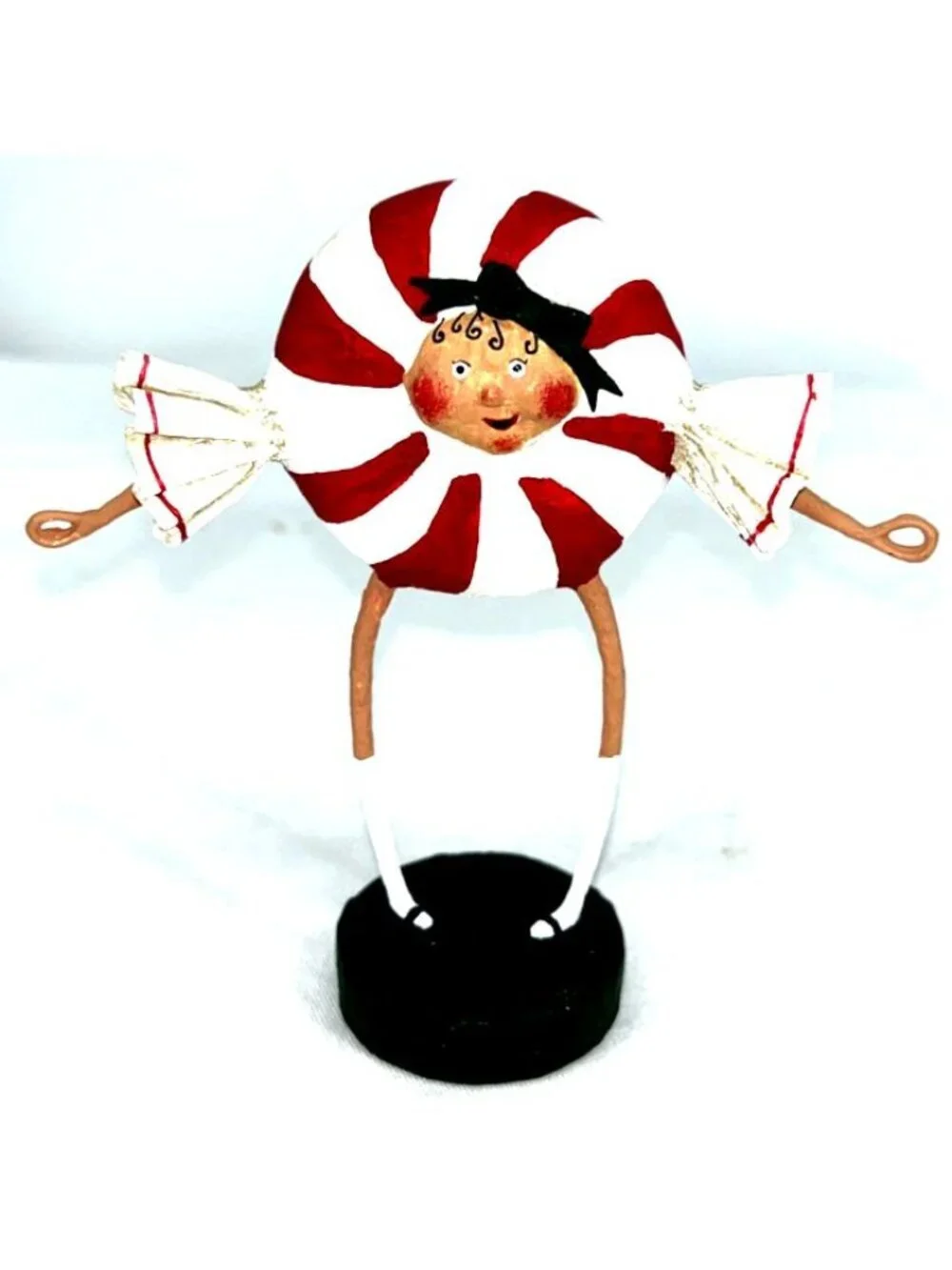 Lori Mitchell Patsy Mint Figurine Peppermint Candy Peppie Christmas Round 5.5